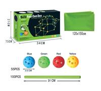 Leaper Kids Build Your Own Fort Kit - 100x Poles + 55x Connectors + 1x Tent Sheet