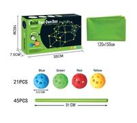 Leaper Kids Build Your Own Fort Kit - 45x Poles + 21x Connectors + 1x Tent Sheet