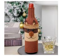 Leaper Knitted Deer Wine Bottle Cover for Christmas Decorations in Brown Leaper Brown