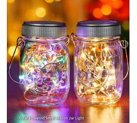 Leaper Pack of 2 Mini Solar Mason Jar LED String Lights Leaper Multicolor