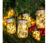Leaper Pack of 4 Mini Solar Mason Jar LED String Lights Leaper Multicolor