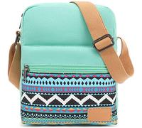 Leaper Small Canvas Crossbody Bag and Purse Set Geometric Messenger Bag Teal-W