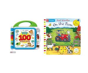 LeapFrog 601503 Learning Friends 100 Words Baby Book Educational and Interactive Bilingual Playbook Toy, Boys & Girls 1, 2, 3, 4+, Multi-Colour & On the Farm: A Push, Pull, Slide Book
