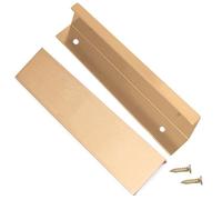 LEAPHZOT 10 Pack 6" (150mm) Overall Length Edge Finger Pull,Brushed Brass Concealed Kitchen Cabinet Handle,Top Mount Flat Cabinet Pulls for Cupboard Door Drawer,6805