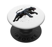 Leaping Black & Powerful Panther Graceful Cat Image PopSockets Adhesive PopGrip