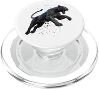 Leaping Black & Powerful Panther Graceful Cat Image PopSockets PopGrip for MagSafe