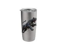 Leaping Black & Powerful Panther Graceful Cat Image Stainless Steel Insulated Tumbler