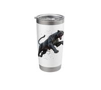 Leaping Black & Powerful Panther Graceful Cat Image Stainless Steel Insulated Tumbler