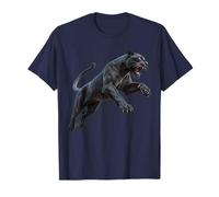 Leaping Black & Powerful Panther Graceful Cat Image T-Shirt