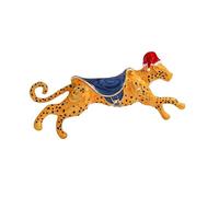 Leaping Cheetah Christmas Brooch for Men - Bold Festive Pin with Santa Hat, Hand-Painted Alloy Enamel Badge