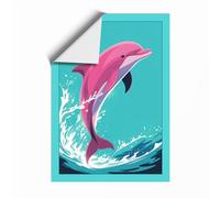 Leaping Dolphin Coastal Unframed Wall Art Print A3 (42×29.7cm), Wall Decor for Living Room, Bedroom, Office & Home, Art Gift