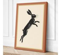 Leaping Hare Minimalist Canvas Wall Art Print 24x16 Inch