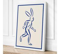 Leaping Hare Minimalist Canvas Wall Art Print 24x16 Inch