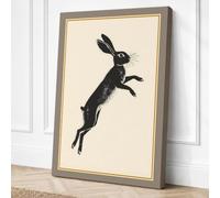 Leaping Hare Minimalist Canvas Wall Art Print 24x16 Inch