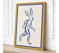 Leaping Hare Minimalist Canvas Wall Art Print 30x20 Inch