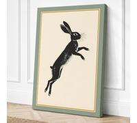 Leaping Hare Minimalist Canvas Wall Art Print 30x20 Inch