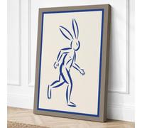 Leaping Hare Minimalist Canvas Wall Art Print 30x20 Inch (76 x 51 cm)