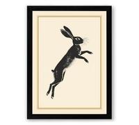 Leaping Hare Minimalist Framed Wall Art Print A2 (59.4×42cm) Black, Wall Decor for Living Room, Bedroom, Office & Home, Ready to Hang, Art Gift