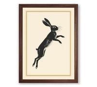 Leaping Hare Minimalist Framed Wall Art Print A2 (59.4×42cm) Walnut, Wall Decor for Living Room, Bedroom, Office & Home, Ready to Hang, Art Gift