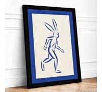 Leaping Hare Minimalist Framed Wall Art Print A4 (29.7×21cm) Black, Wall Decor for Living Room, Bedroom, Office & Home, Ready to Hang, Art Gift
