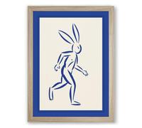 Leaping Hare Minimalist Framed Wall Art Print A4 (29.7×21cm) Oak, Wall Decor for Living Room, Bedroom, Office & Home, Ready to Hang, Art Gift