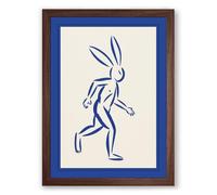 Leaping Hare Minimalist Framed Wall Art Print A4 (29.7×21cm) Walnut, Wall Decor for Living Room, Bedroom, Office & Home, Ready to Hang, Art Gift