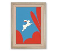 Leaping Hare Modern Framed Wall Art Print A3 (42×29.7cm) Oak, Wall Decor for Living Room, Bedroom, Office & Home, Ready to Hang, Art Gift