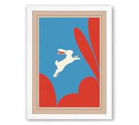 Leaping Hare Modern Framed Wall Art Print A3 (42×29.7cm) White, Wall Decor for Living Room, Bedroom, Office & Home, Ready to Hang, Art Gift