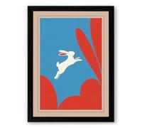 Leaping Hare Modern Framed Wall Art Print A4 (29.7×21cm) Black, Wall Decor for Living Room, Bedroom, Office & Home, Ready to Hang, Art Gift