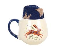 Leaping Hare Mug and Socks Set | Gift Boxed | Novelty Animal Design