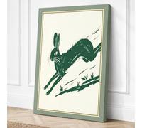 Leaping Hare Scandinavian Canvas Wall Art Print 18x12 Inch