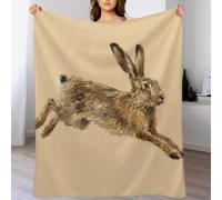 Leaping Hare Throw Blanket Wild Animal Study Warm Fleece Couch Throw