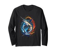 Leaping Marlin Ocean Angler Mens Marlin Fishing Long Sleeve T-Shirt
