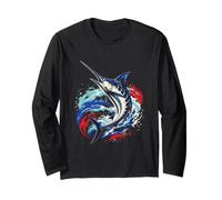 Leaping Marlin Ocean Angler Mens Marlin Fishing Long Sleeve T-Shirt