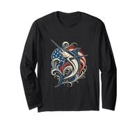Leaping Marlin Ocean Angler Mens Marlin Fishing Long Sleeve T-Shirt