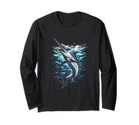 Leaping Marlin Ocean Angler Mens Marlin Fishing Long Sleeve T-Shirt