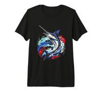 Leaping Marlin Ocean Angler Mens Marlin Fishing Premium T-Shirt
