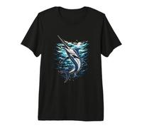 Leaping Marlin Ocean Angler Mens Marlin Fishing Premium T-Shirt