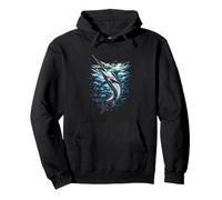Leaping Marlin Ocean Angler Mens Marlin Fishing Pullover Hoodie