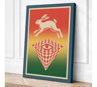 Leaping Rabbit Illusion Canvas Wall Art Print 36x24 Inch (91 x 61 cm)