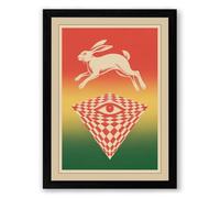 Leaping Rabbit Illusion Surrealism Framed Wall Art Print A1 (84.1×59.4cm) Black, Wall Decor for Living Room, Bedroom, Office & Home, Ready to Hang, Art Gift