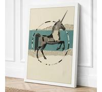 Leaping Unicorn Art Deco Canvas Wall Art Print 36x24 Inch (91 x 61 cm)