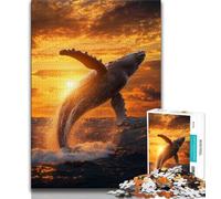 Leaping Whale Jigsaw Puzzles for Teenagers 1000 Piece Puzzle,Decompressing Intellectual Educational Toy Perfect Decoration (38x26cm)