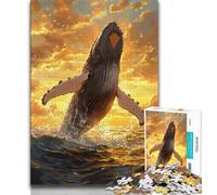 Leaping Whale JigsawPuzzle 1000 Pieces for Teenagers,Challenging Family Activity Games DIY Toy for Home Wall Decor Gifts (38x26cm)