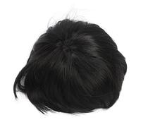 Leapiture Cool Mens Boys Short Wig Wig Men Straight Full Periwig Black Short Hair Replacement with Bangs Topper Top for Party Cosplay
