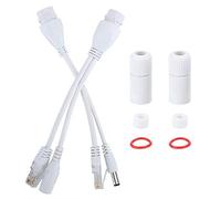 Leapiture POE Adapter Cable, 2pcs 12V DC Waterproof POE Splitter Non Standard POE Injector Cable Ethernet Power Adapter Kit Perfect for DIY Network Installations(White)