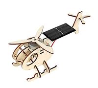 Leapiture Solar Energy Wooden Aircraft Model Educational Toy DIY Solar Airplane Display Wooden Plane Model Young Players Present
