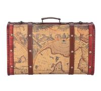 Leapiture Vintage Suitcase Brown Suitcase Classic Antique Wooden Chest Portable Vintage Storage Chest Wood map Pattern Design for Weekend Getaway Business Trip Longer Vacation
