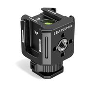 Leaplumin Triple Cold Shoe Mounts Adapter, 3/8 Inch Screw Hole to 1/4 Inch Screw Hole, Aluminium Alloy Hot Shoe Extension Bracket for DSLR Camera Flash Light, Monitor, Microphone-Black