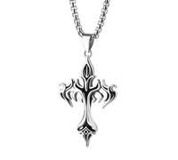 LeapoFaith Cross Pendant for Car Rear View Mirror Decor Stainless Steel Gothic Cross Amulet Jewelry Men Christian Gift